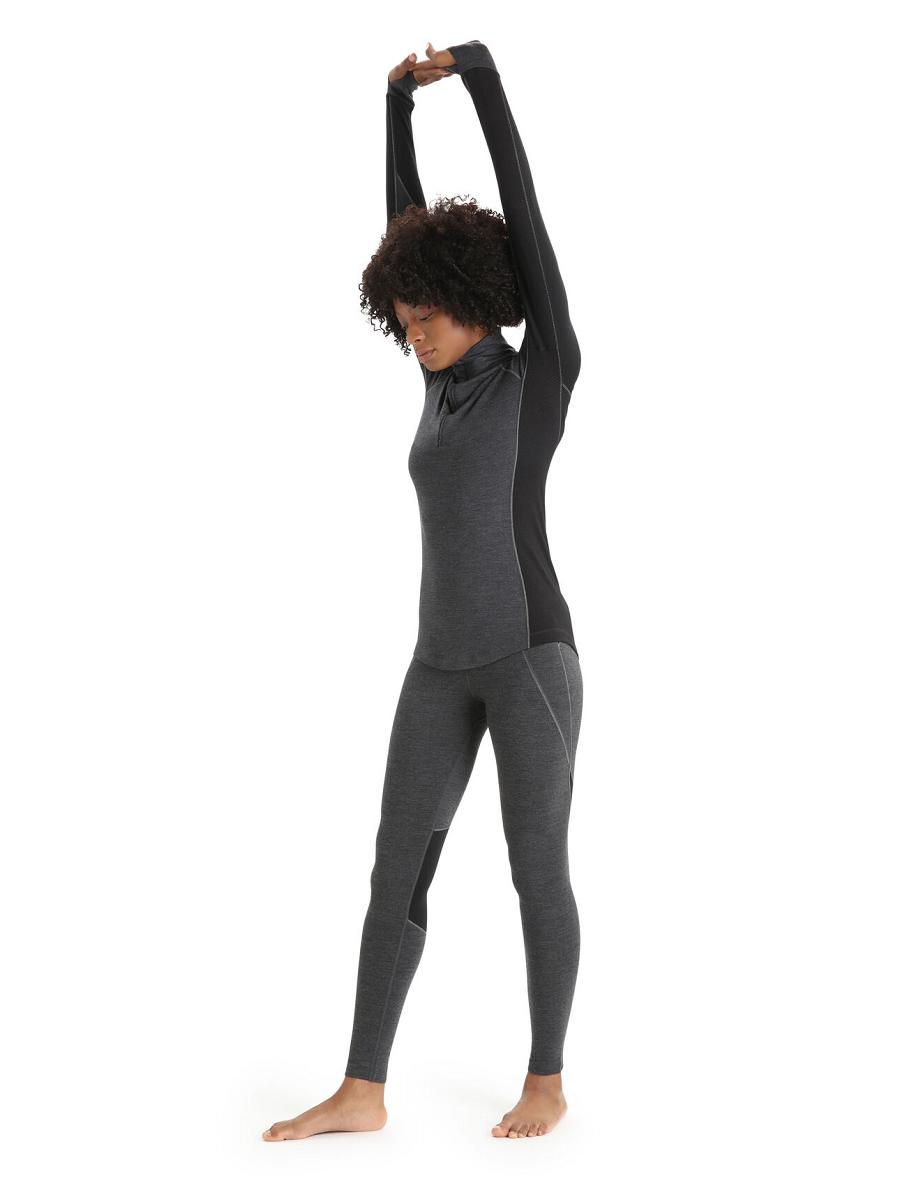 Jet Heather / Black Icebreaker BodyfitZone™ Merino 260 Zone Long Sleeve Half Zip Thermal Top Women's Base Layers | AU 1898VRWD